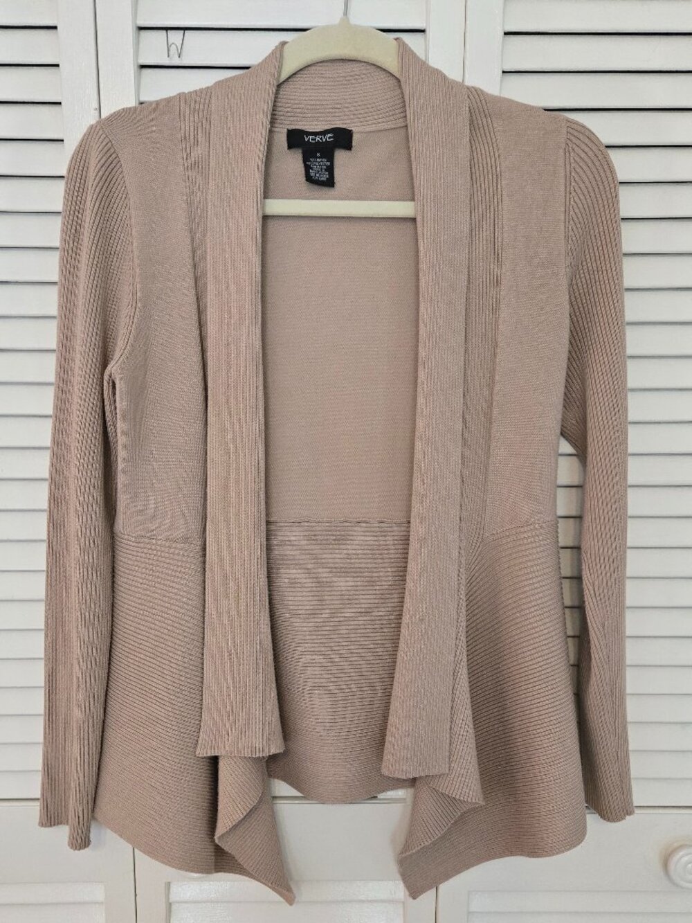 Verve Open Draped Front Ribbed Knit Cardigan - Size S